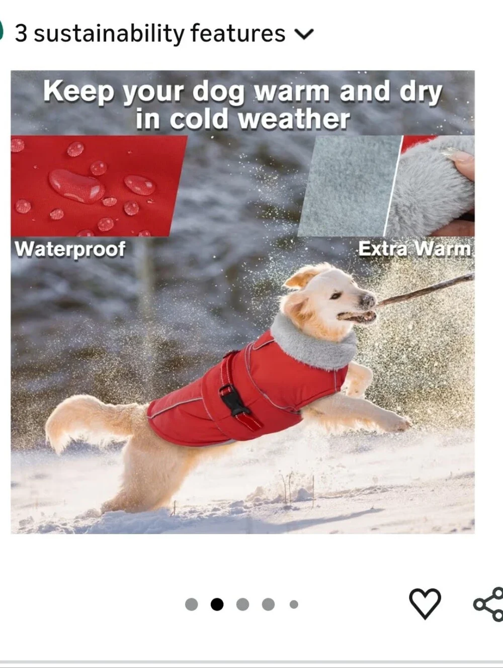 Red Dog Winter Coat with Fleece Collar